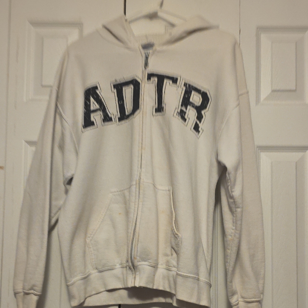 Gildan White and Black Kids Zip-Up Hoodie